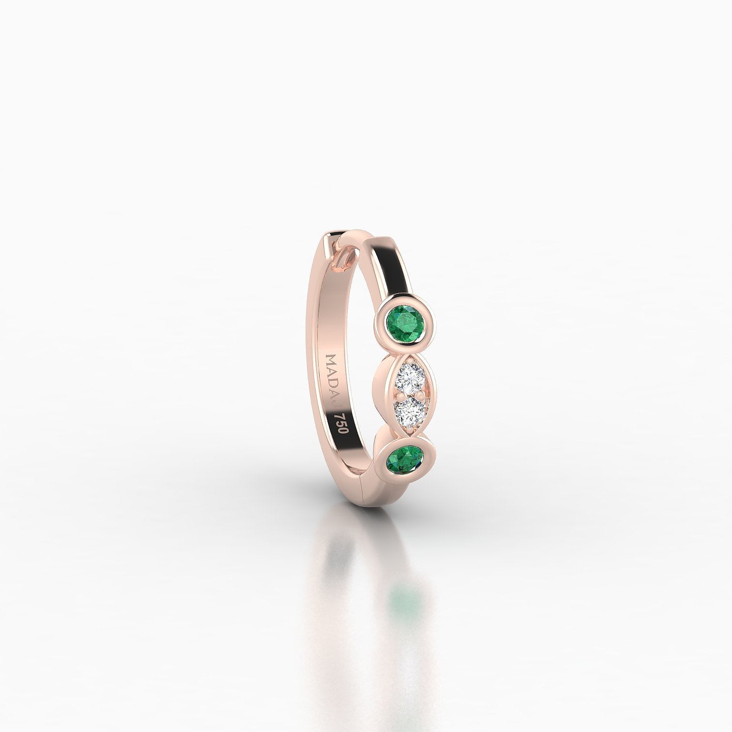 Epona | 18k Rose Gold 8 mm Emerald & Diamond Hoop Piercing