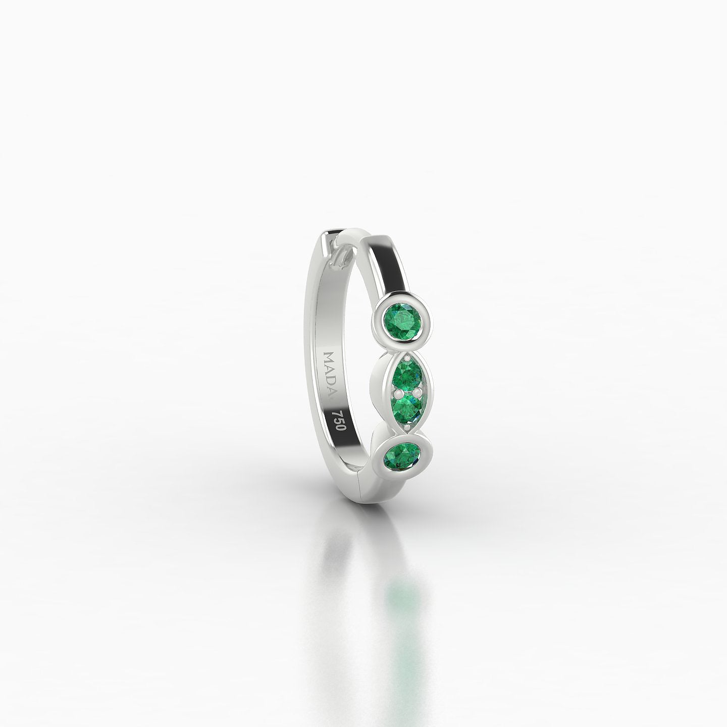 Epona | 18k White Gold 8 mm Emerald Hoop Piercing