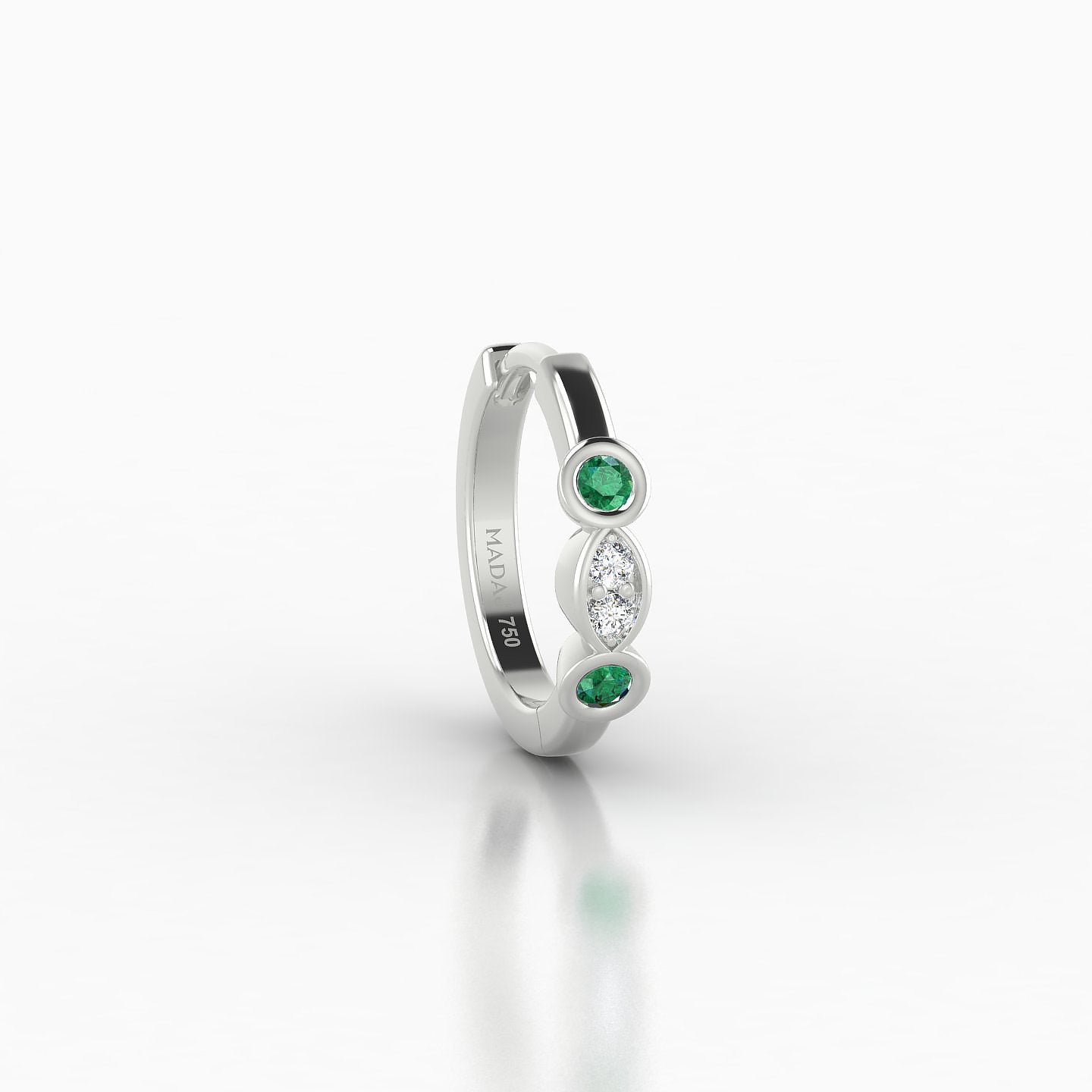 Epona | 18k White Gold 8 mm Emerald & Diamond Hoop Piercing