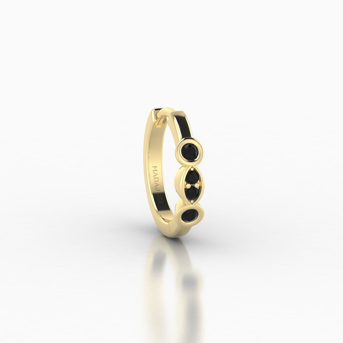 Epona | 18k Yellow Gold 8 mm Black Diamond Hoop Piercing