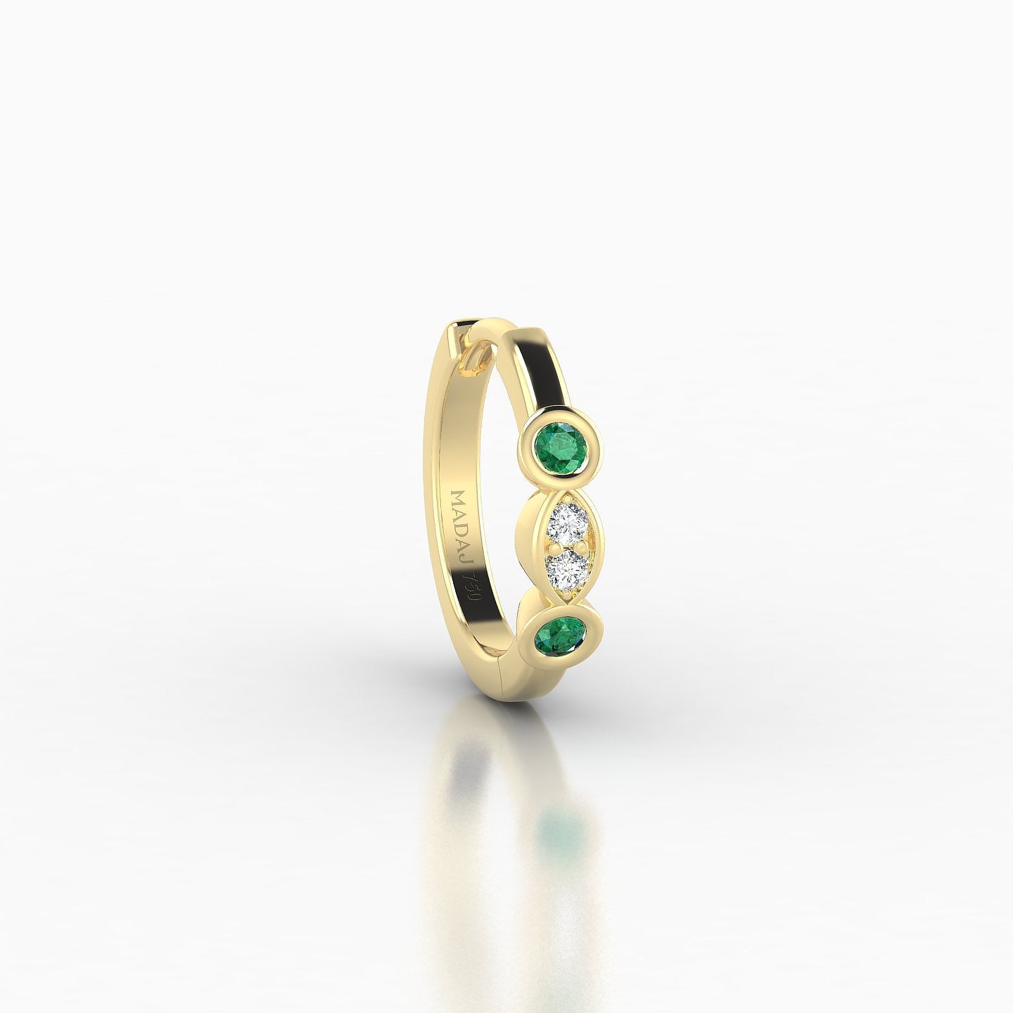 Epona | 18k Yellow Gold 8 mm Emerald & Diamond Hoop Piercing