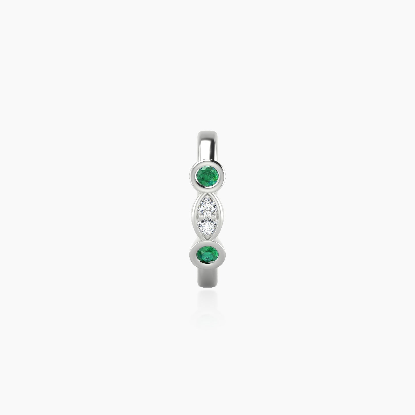 Epona | 18k White Gold 8 mm Emerald & Diamond Hoop Piercing