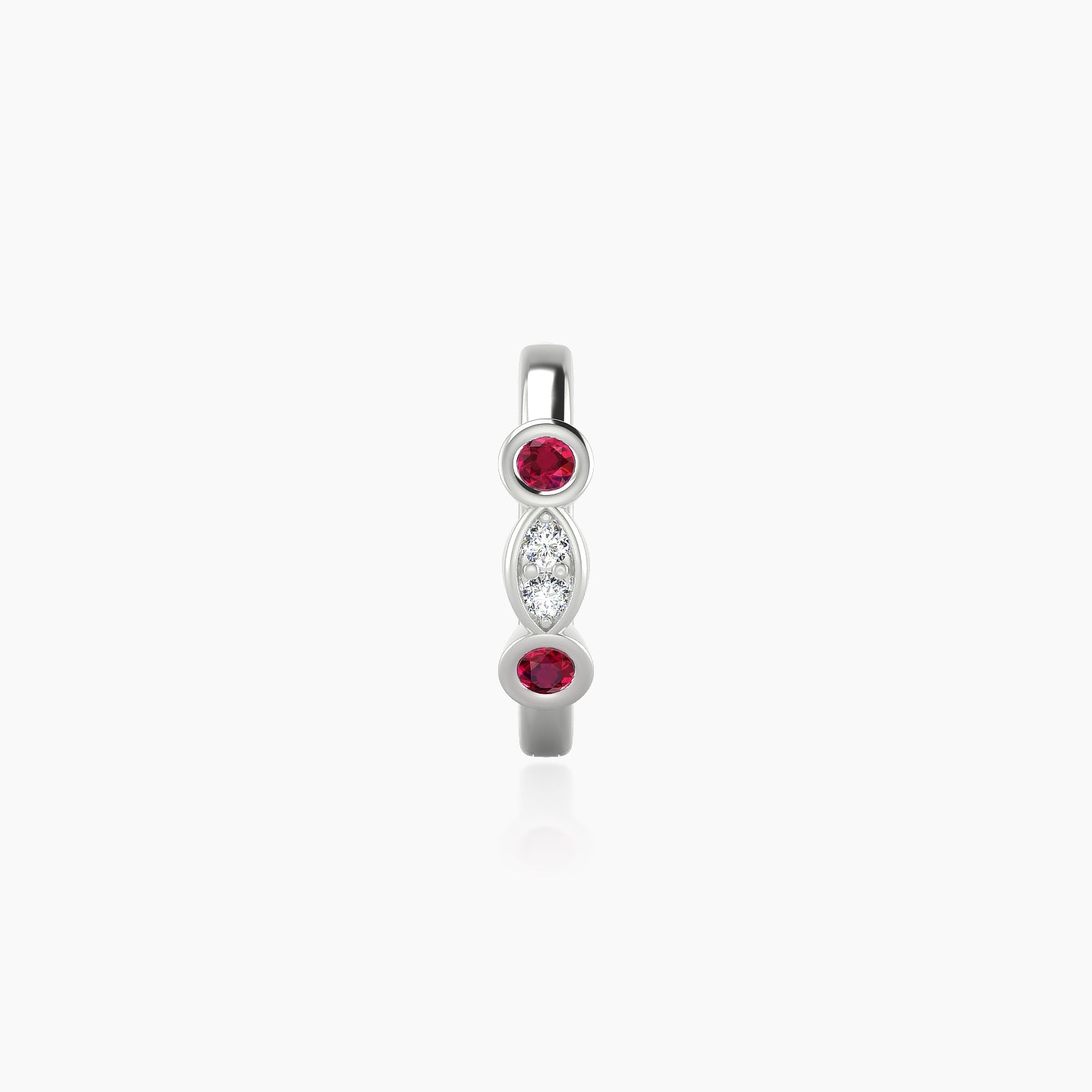 Epona | 18k White Gold 8 mm Ruby & Diamond Hoop Piercing