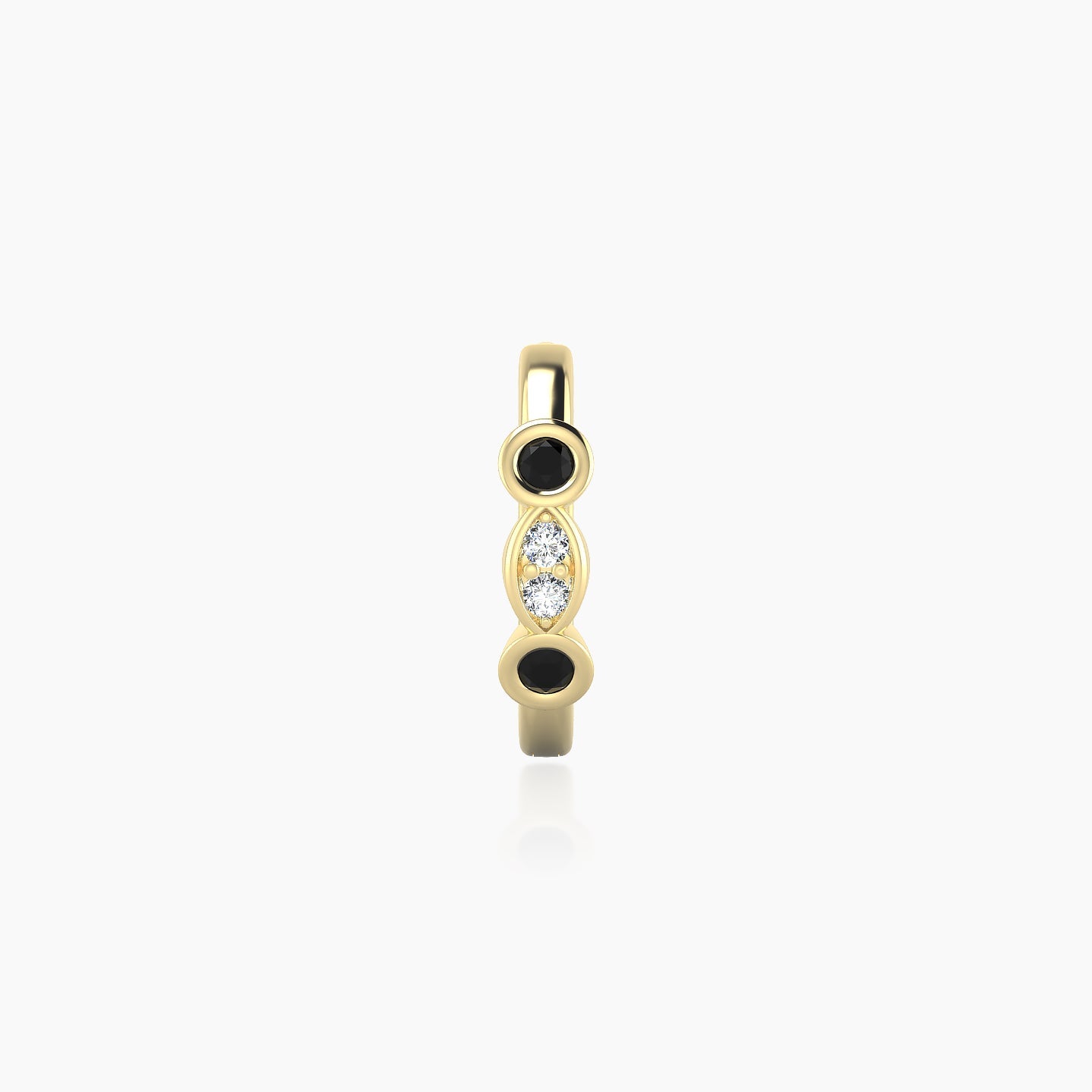 Epona | 18k Yellow Gold 8 mm Black Diamond & Diamond Hoop Piercing