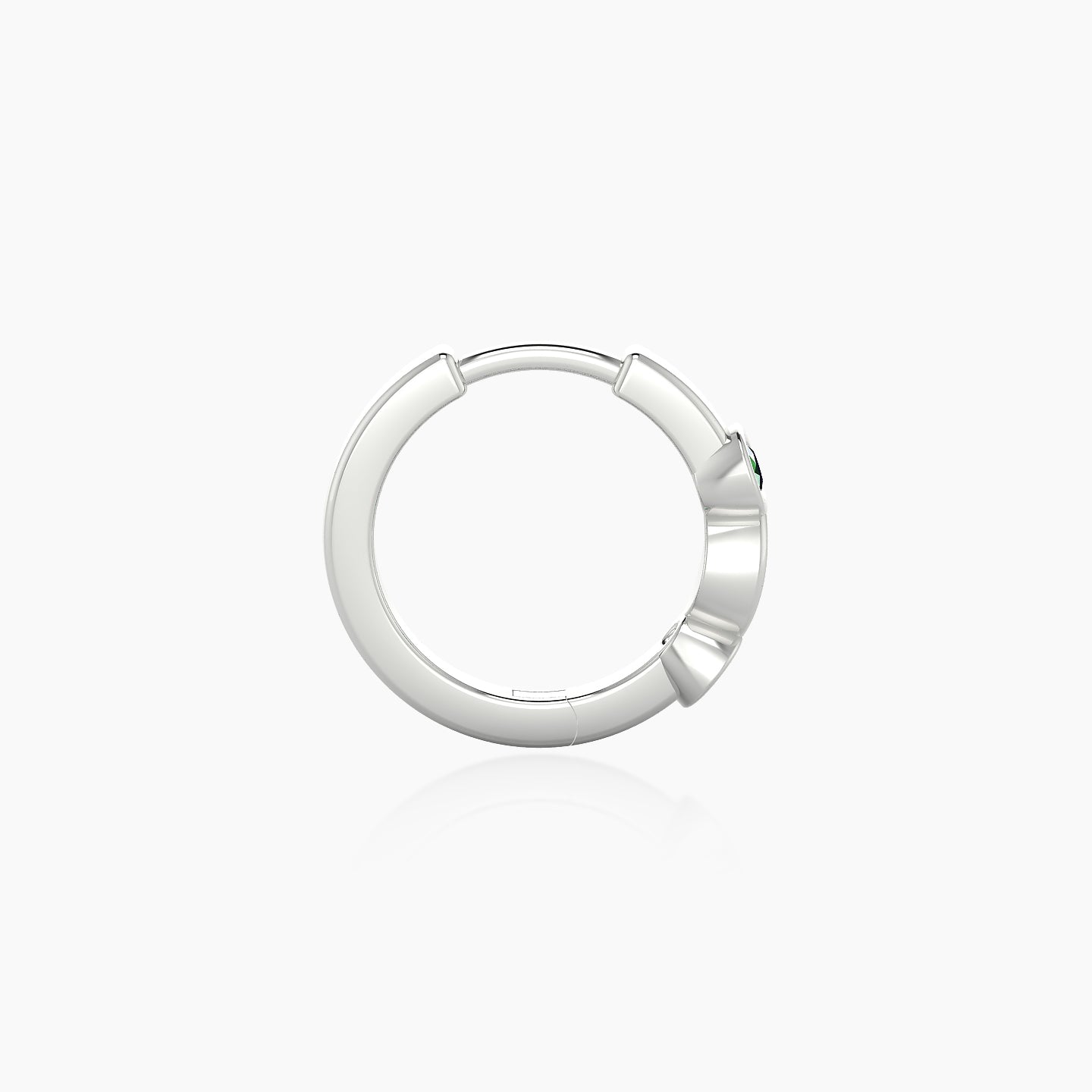 Epona | 18k White Gold 8 mm Emerald & Diamond Hoop Piercing