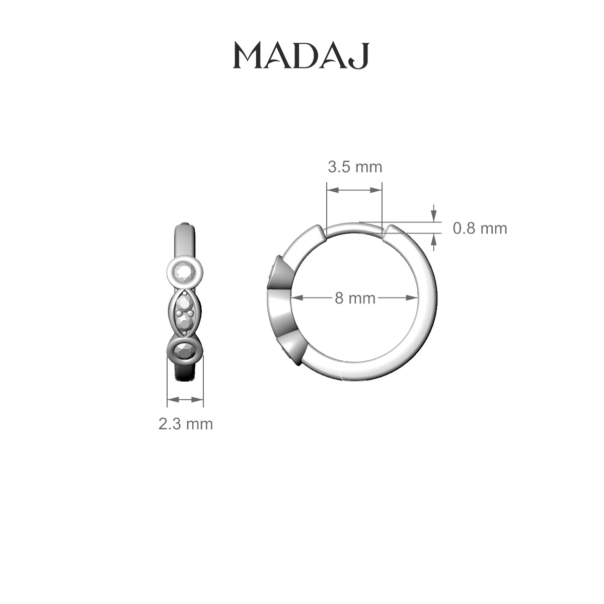 Epona | 18k White Gold 8 mm Black Diamond & Diamond Hoop Piercing