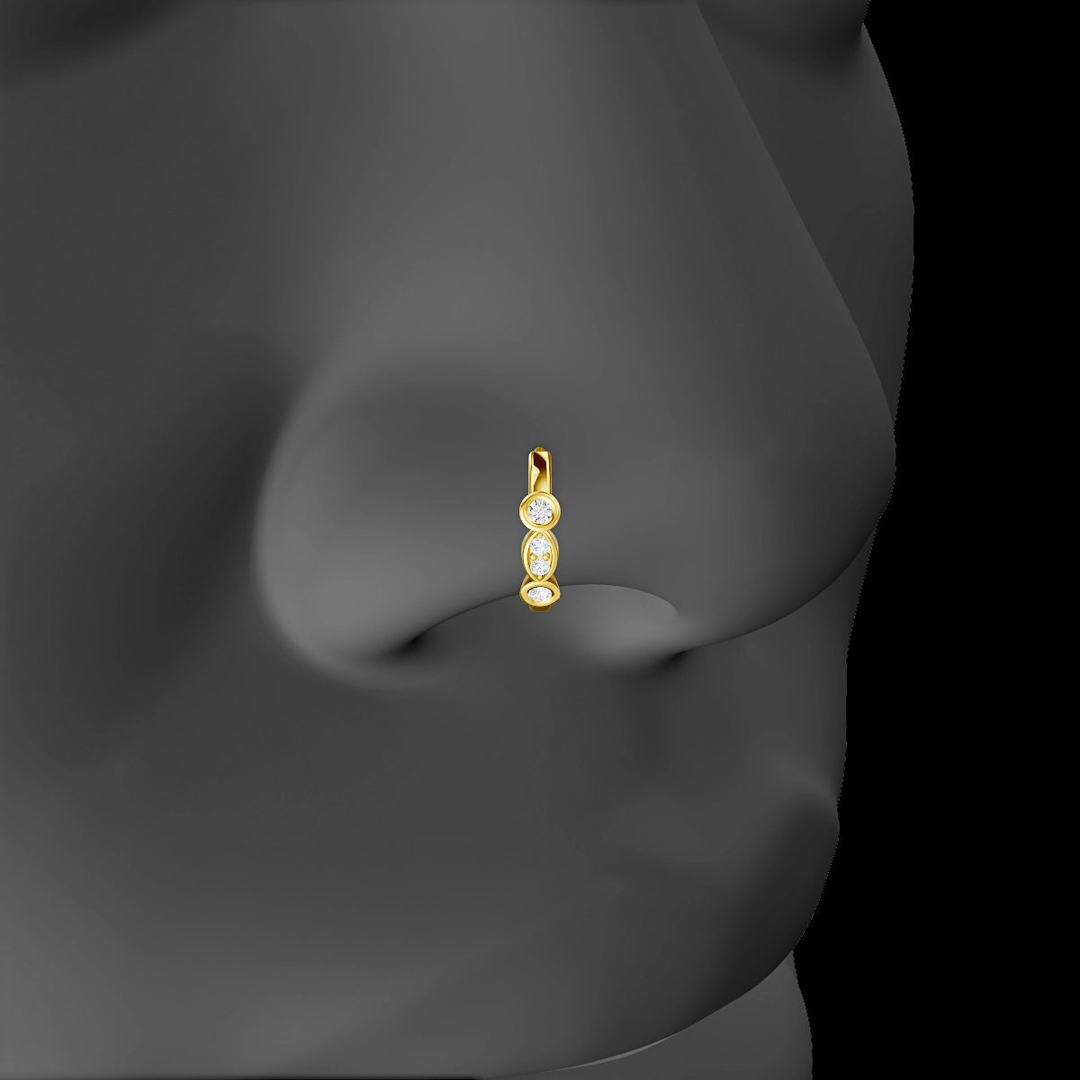 Epona | 18k Yellow Gold 8 mm Diamond Nose Ring Piercing