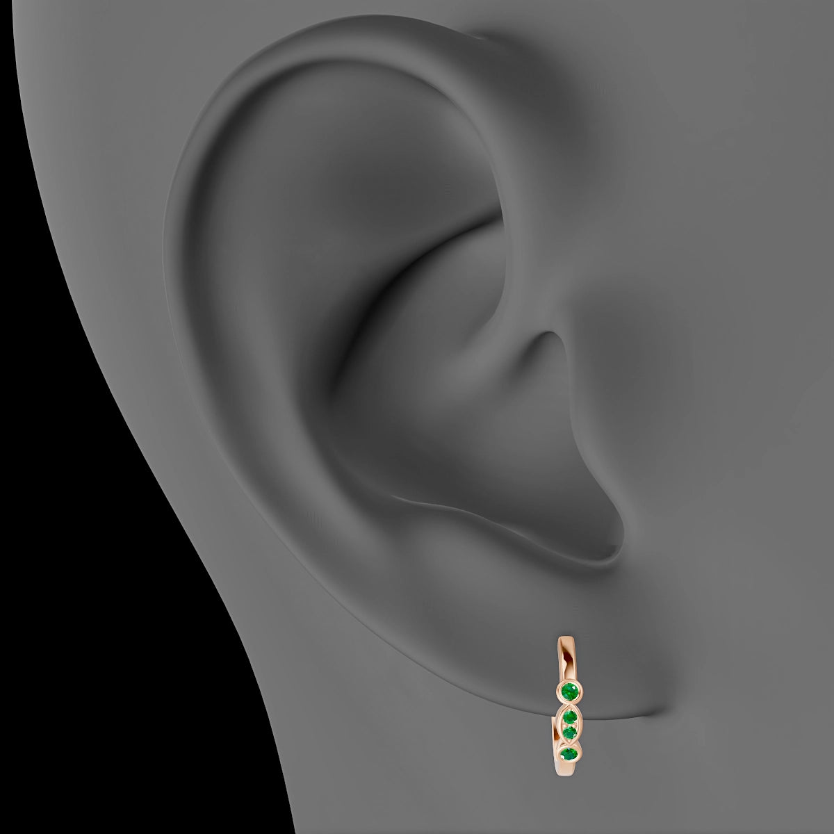 Epona | 18k Rose Gold 9.5 mm Emerald Hoop Piercing
