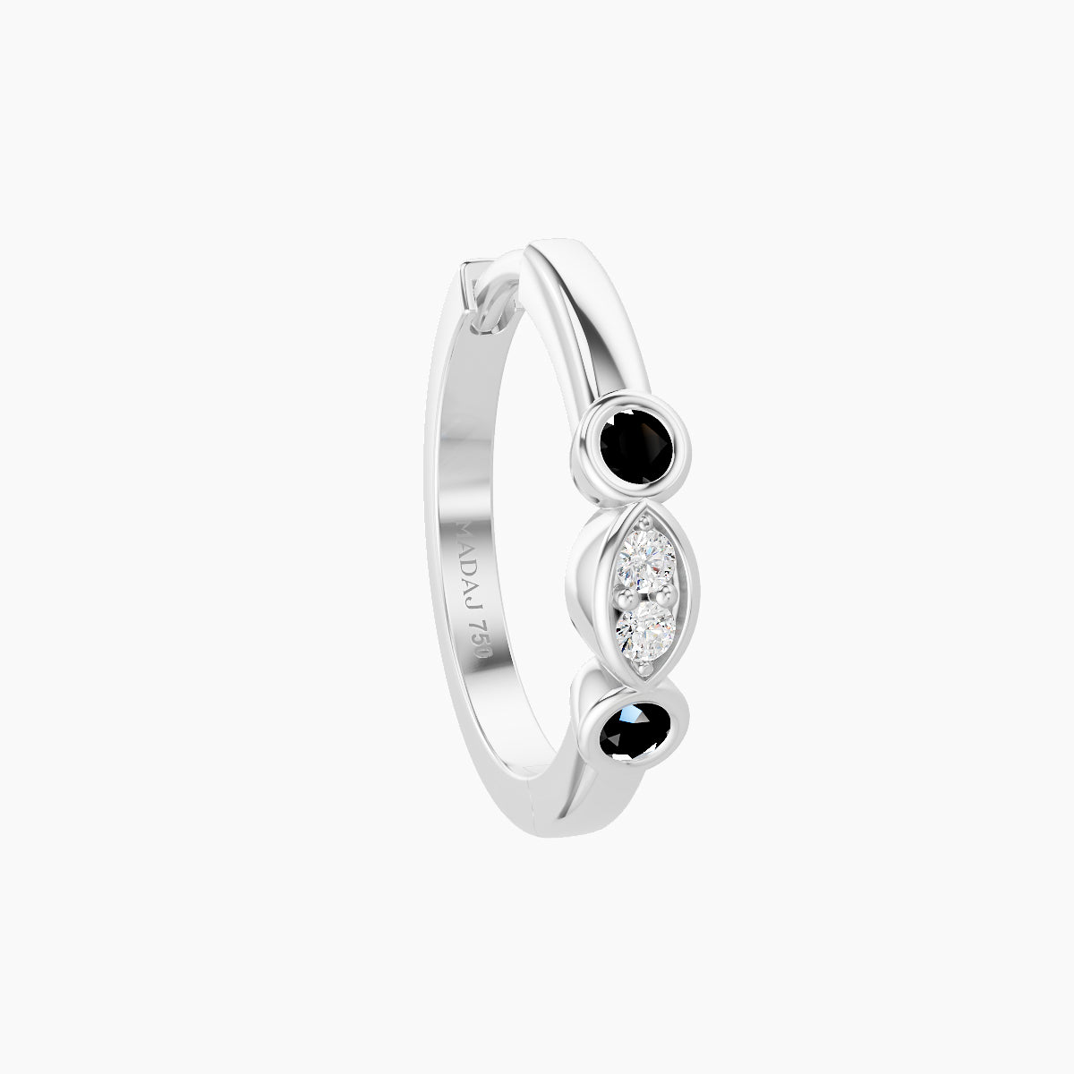 Epona | 18k White Gold 9.5 mm Black Diamond & Diamond Hoop Piercing