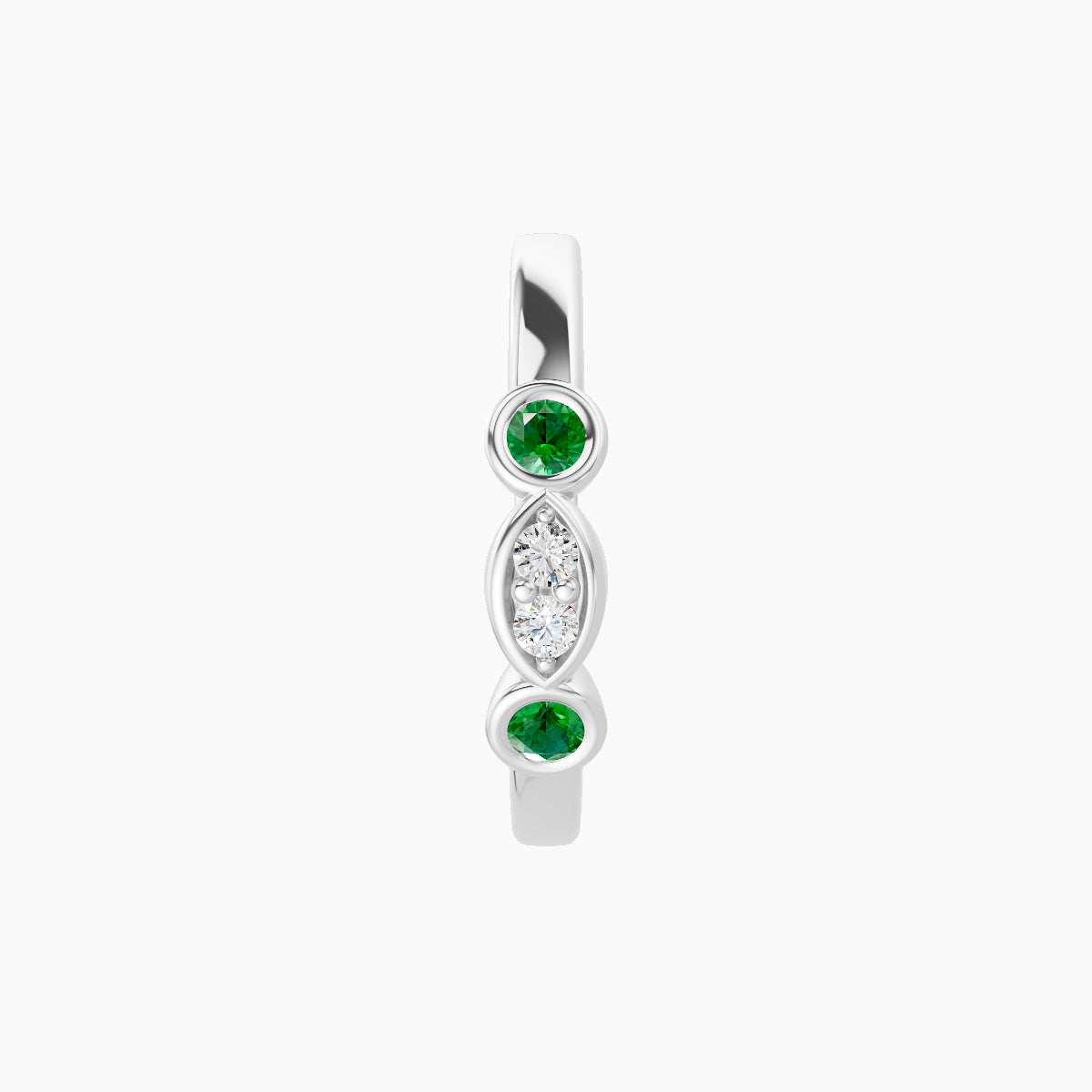 Epona | 18k White Gold 9.5 mm Emerald & Diamond Hoop Piercing