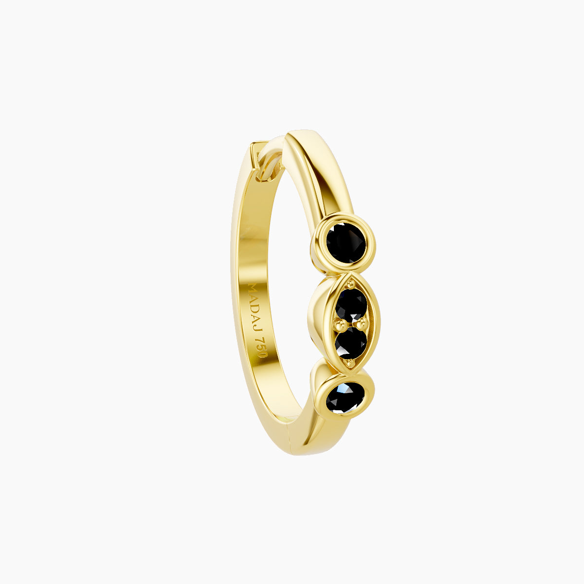 Epona | 18k Yellow Gold 9.5 mm Black Diamond Hoop Piercing