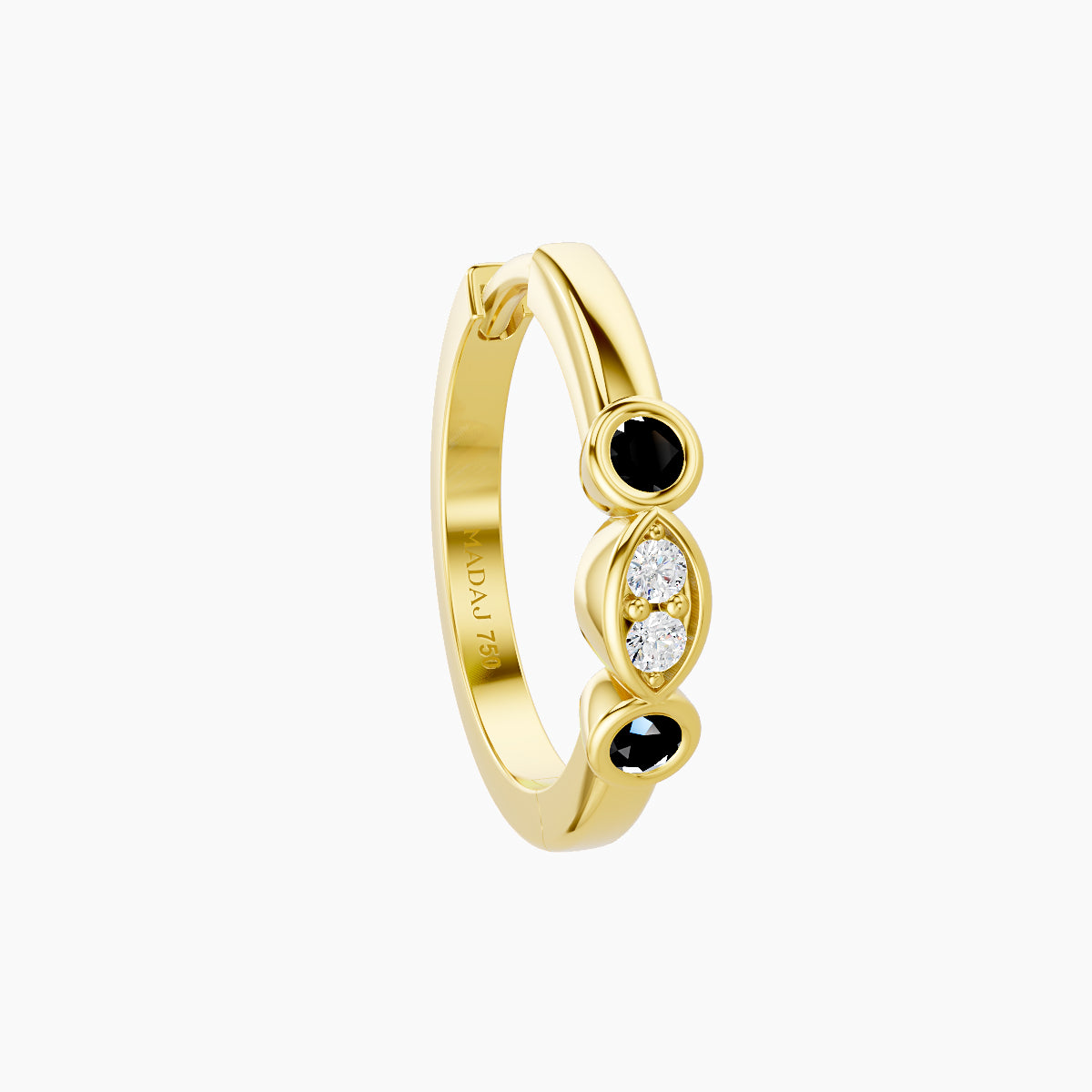 Epona | 18k Yellow Gold 9.5 mm Black Diamond & Diamond Hoop Piercing