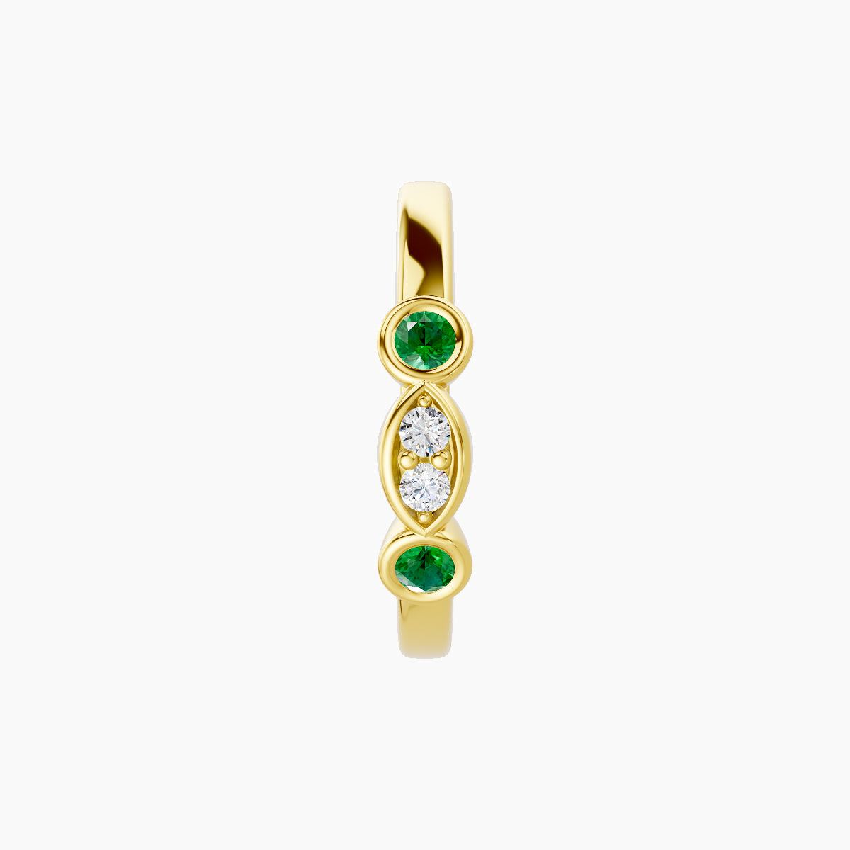 Epona | 18k Yellow Gold 9.5 mm Emerald & Diamond Hoop Piercing
