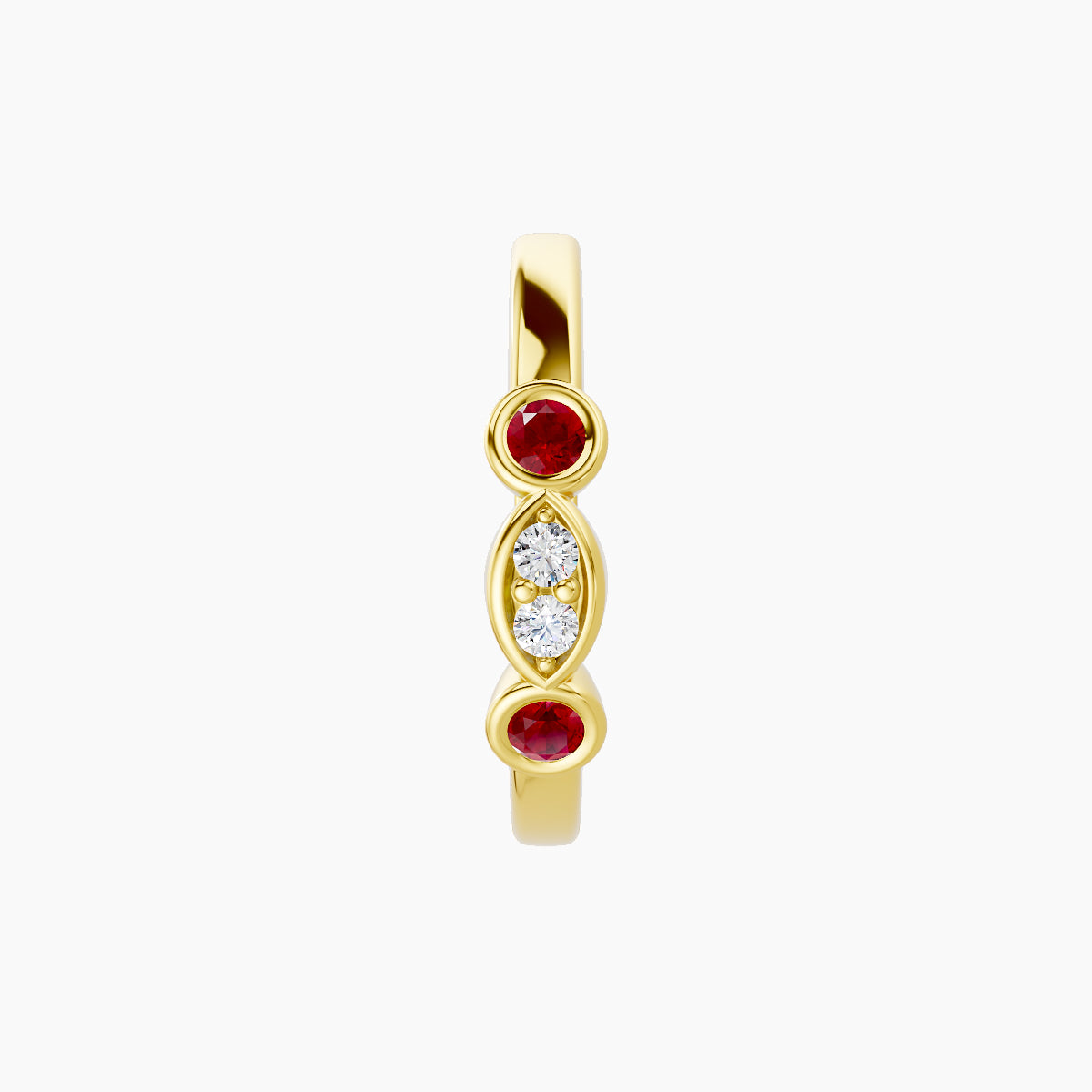 Epona | 18k Yellow Gold 9.5 mm Ruby & Diamond Hoop Piercing