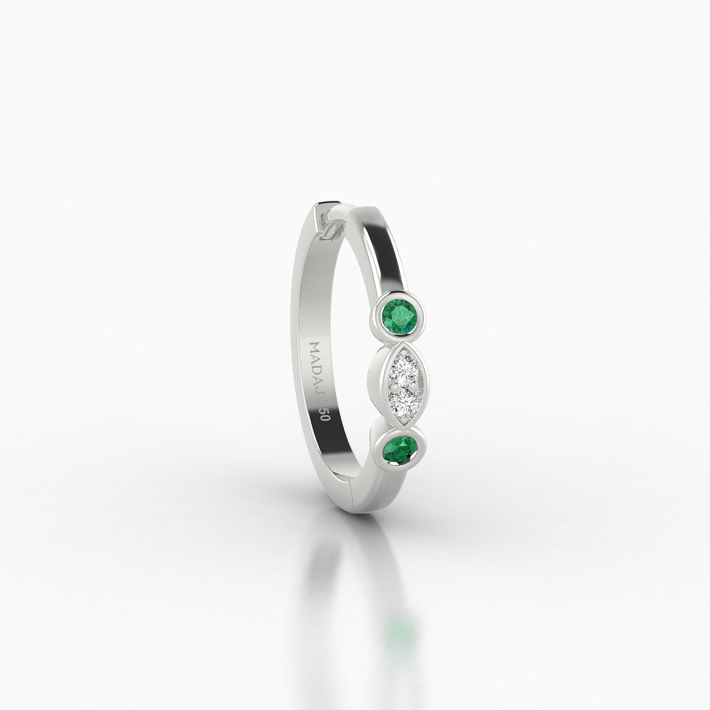 Epona | 18k White Gold 9.5 mm Emerald & Diamond Hoop Piercing