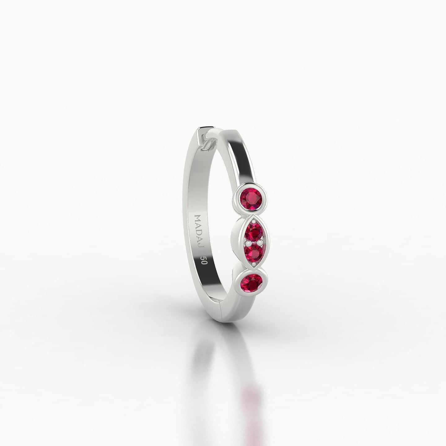 Epona | 18k White Gold 9.5 mm Ruby Hoop Piercing