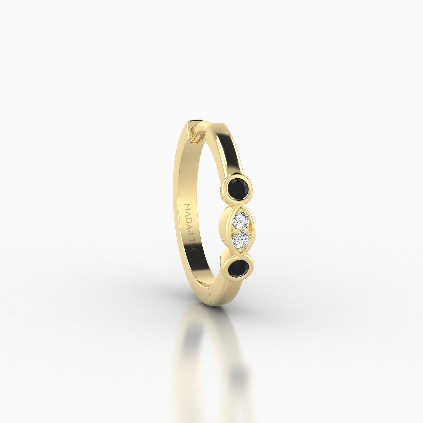 Epona | 18k Yellow Gold 9.5 mm Black Diamond & Diamond Hoop Piercing