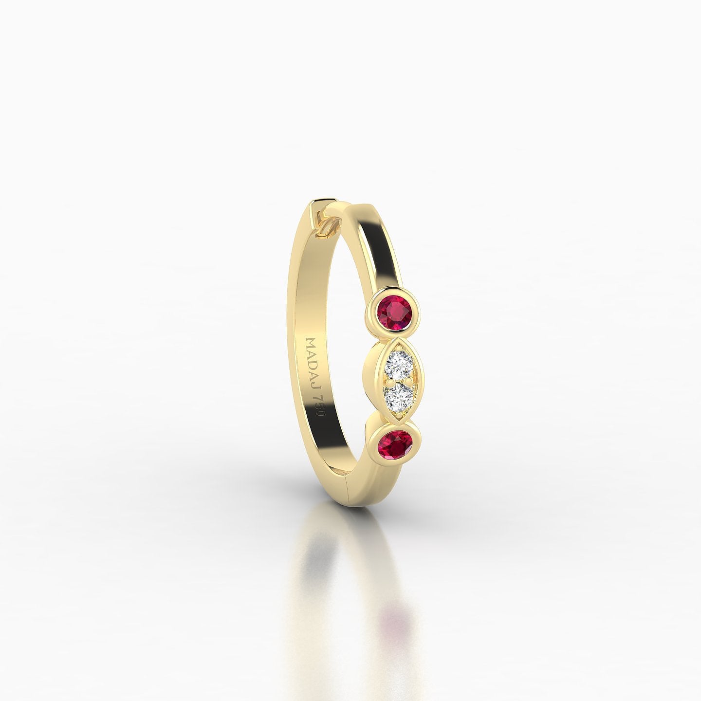 Epona | 18k Yellow Gold 9.5 mm Ruby & Diamond Hoop Piercing