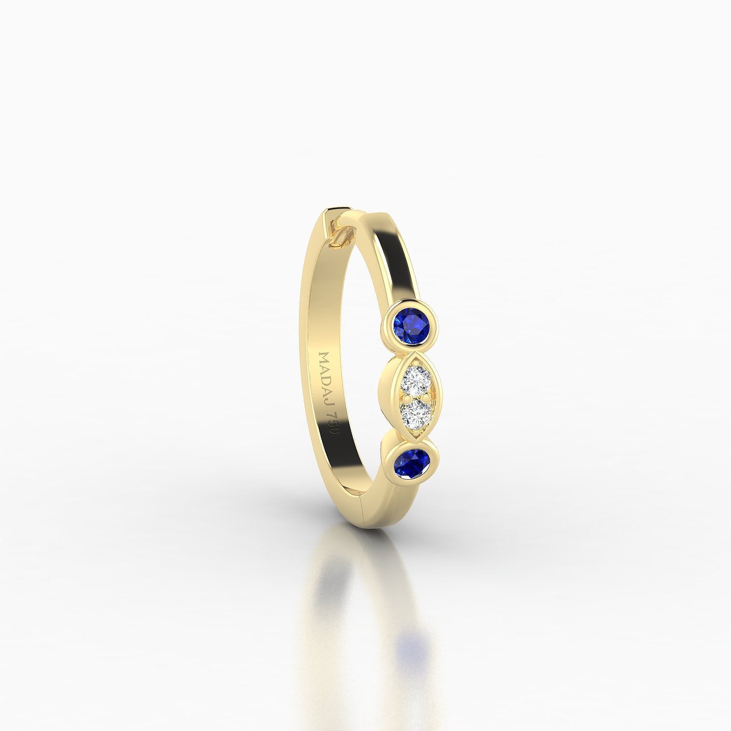 Epona | 18k Yellow Gold 9.5 mm Sapphire & Diamond Hoop Piercing