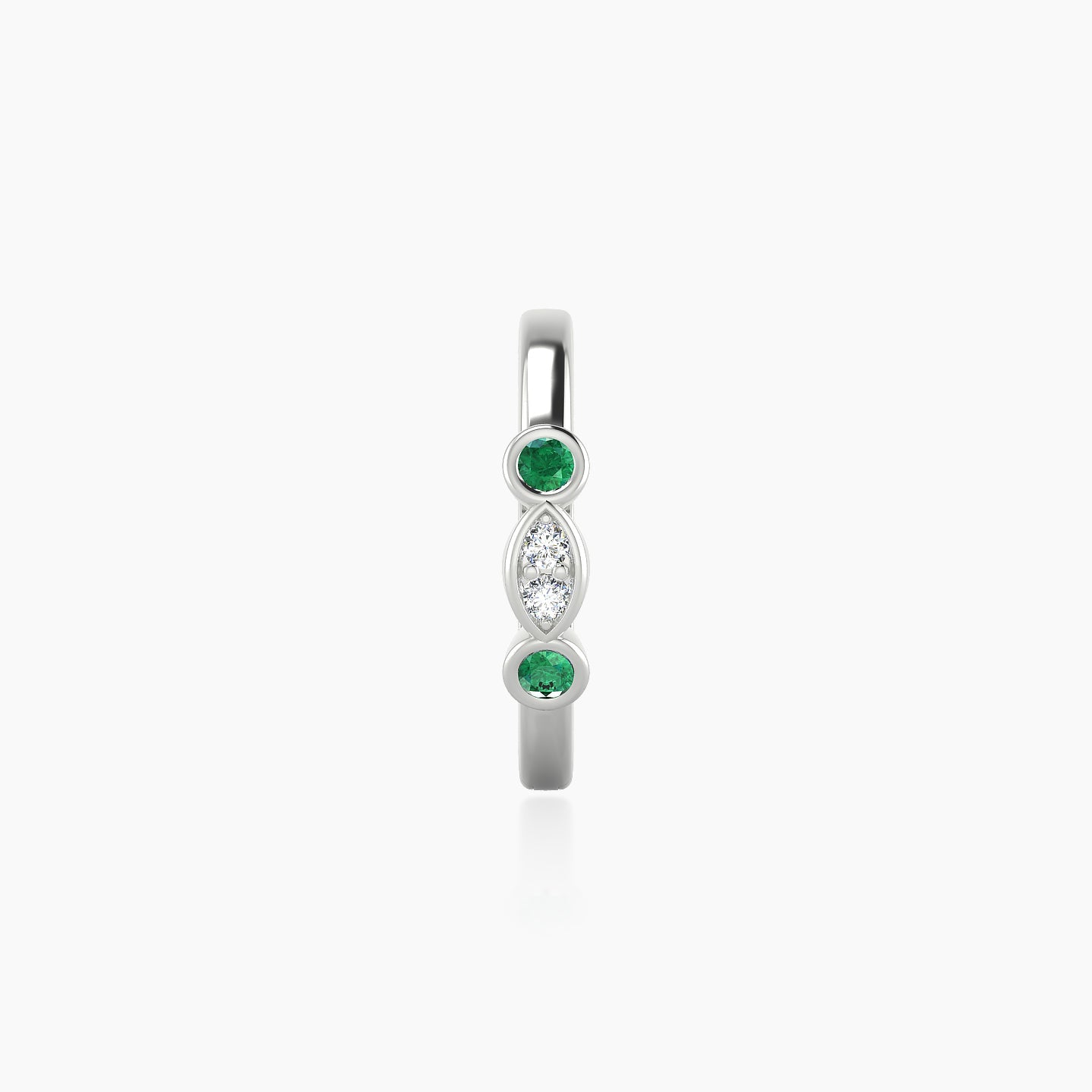 Epona | 18k White Gold 9.5 mm Emerald & Diamond Hoop Piercing