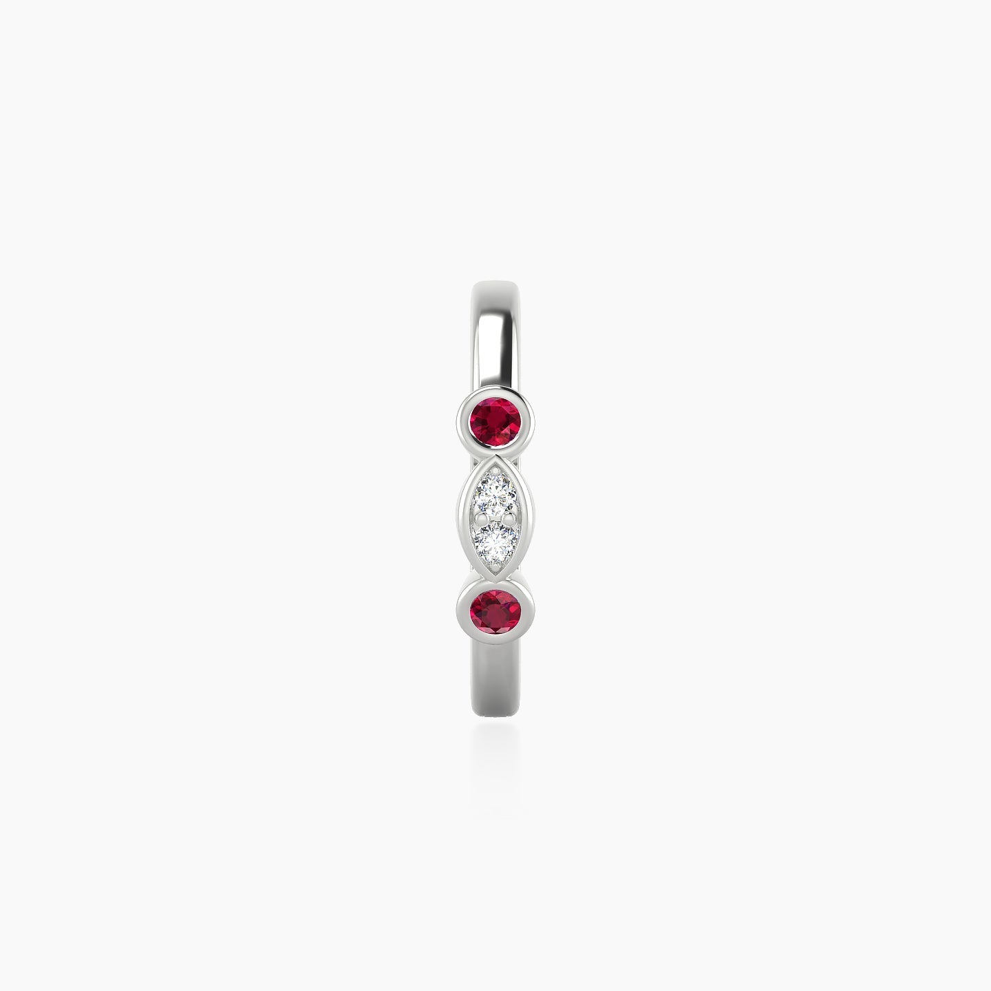 Epona | 18k White Gold 9.5 mm Ruby & Diamond Hoop Piercing