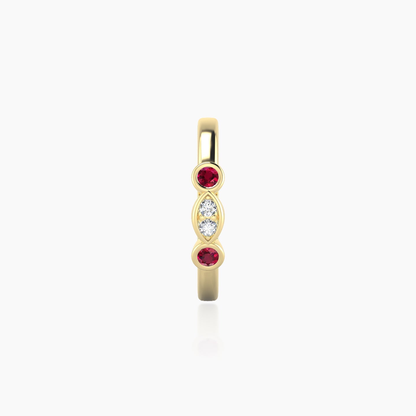 Epona | 18k Yellow Gold 9.5 mm Ruby & Diamond Hoop Piercing