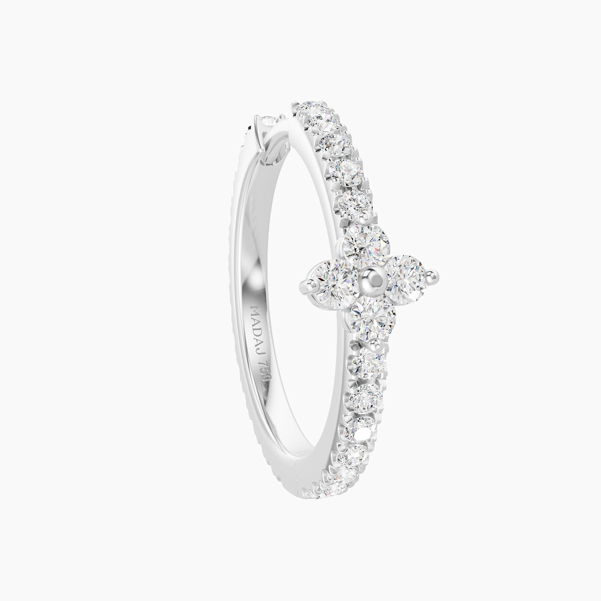 Eris | 18k White Gold 11 mm Flower Diamond Hoop Piercing