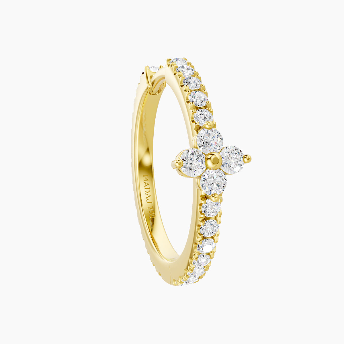 Eris | 18k Yellow Gold 11 mm Flower Diamond Hoop Piercing