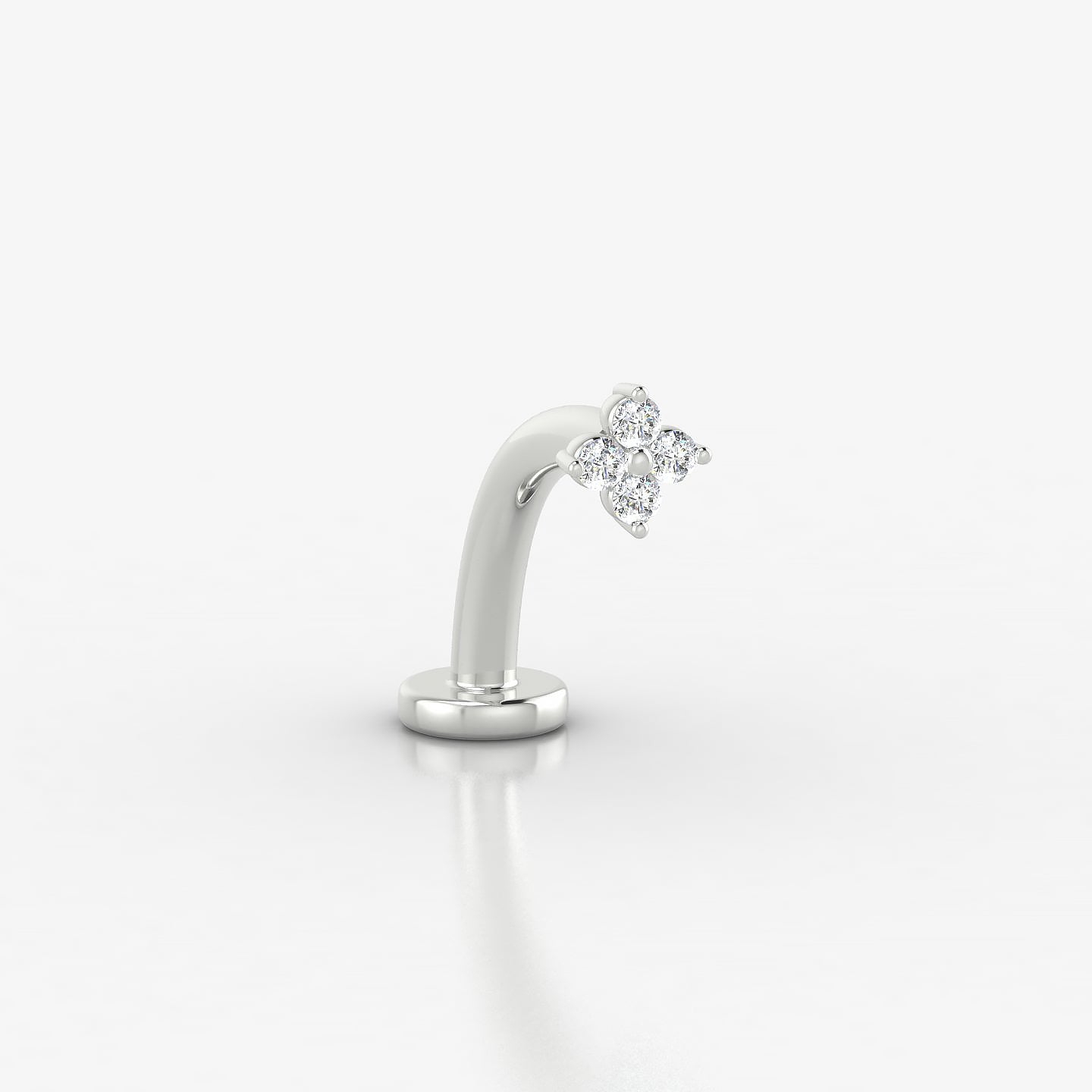 Eris | 18k White Gold 4 mm 10 mm Flower Diamond Floating Navel Piercing