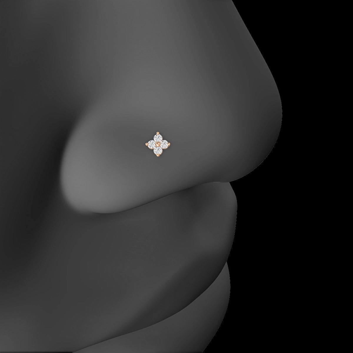 Eris | 18k Rose Gold 4 mm 5 mm Flower Diamond Nose Piercing