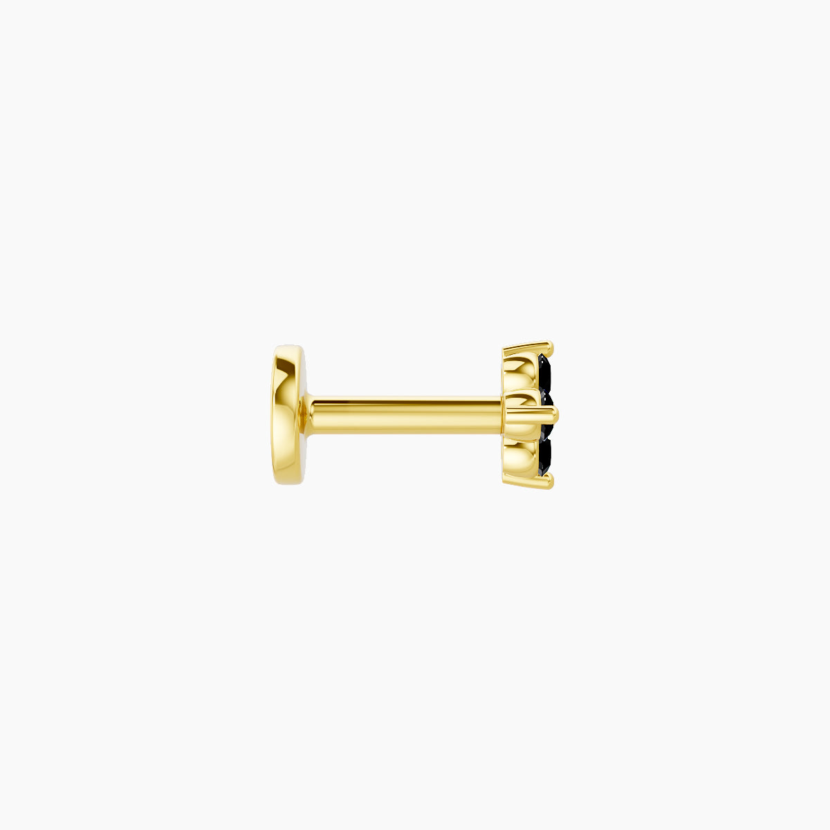 Eris | 18k Yellow Gold 5 mm 4 mm Flower Black Diamond Nose Piercing