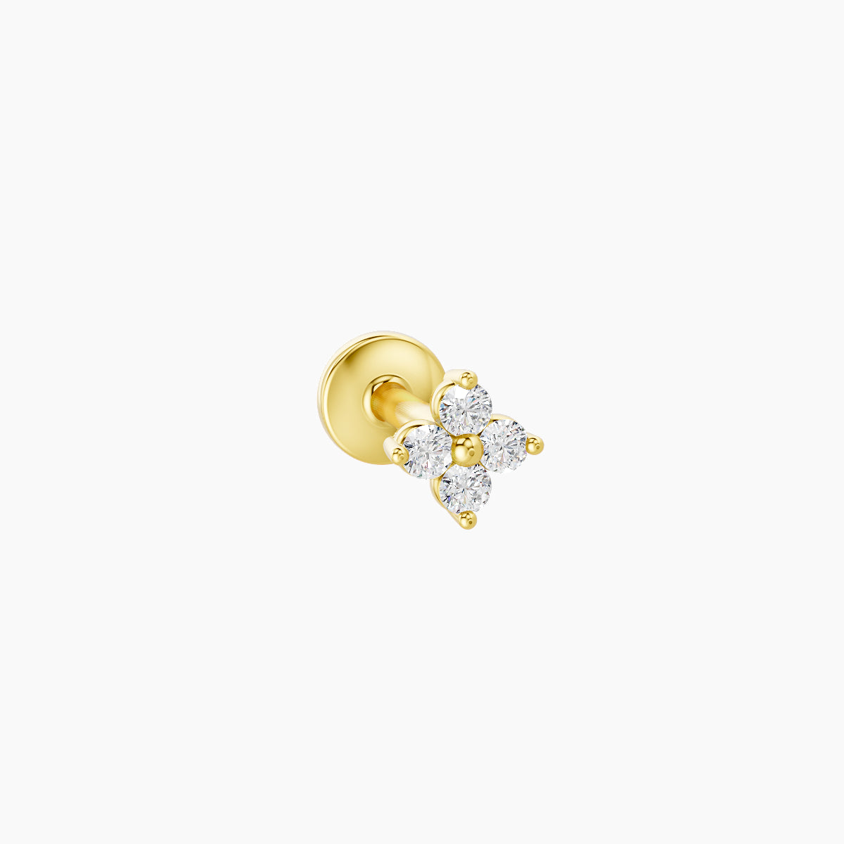 Eris | 18k Yellow Gold 4 mm 5 mm Flower Diamond Nose Piercing