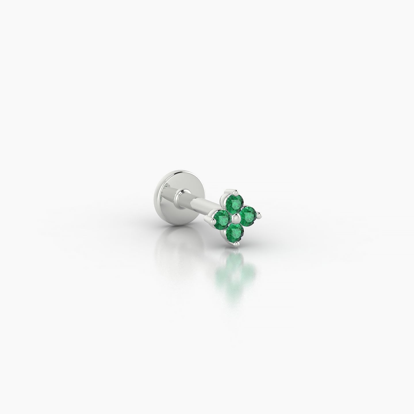 Eris | 18k White Gold 5 mm 4 mm Flower Emerald Nostril Piercing