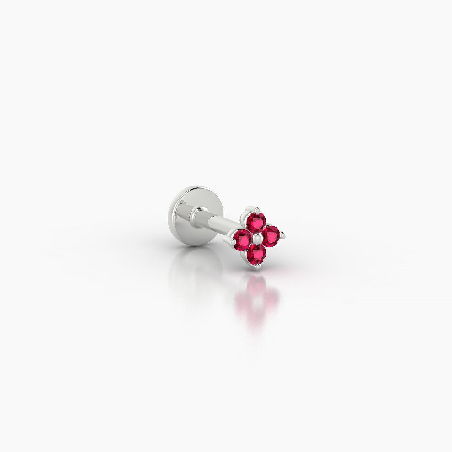 Eris | 18k White Gold 5 mm 4 mm Flower Ruby Nostril Piercing