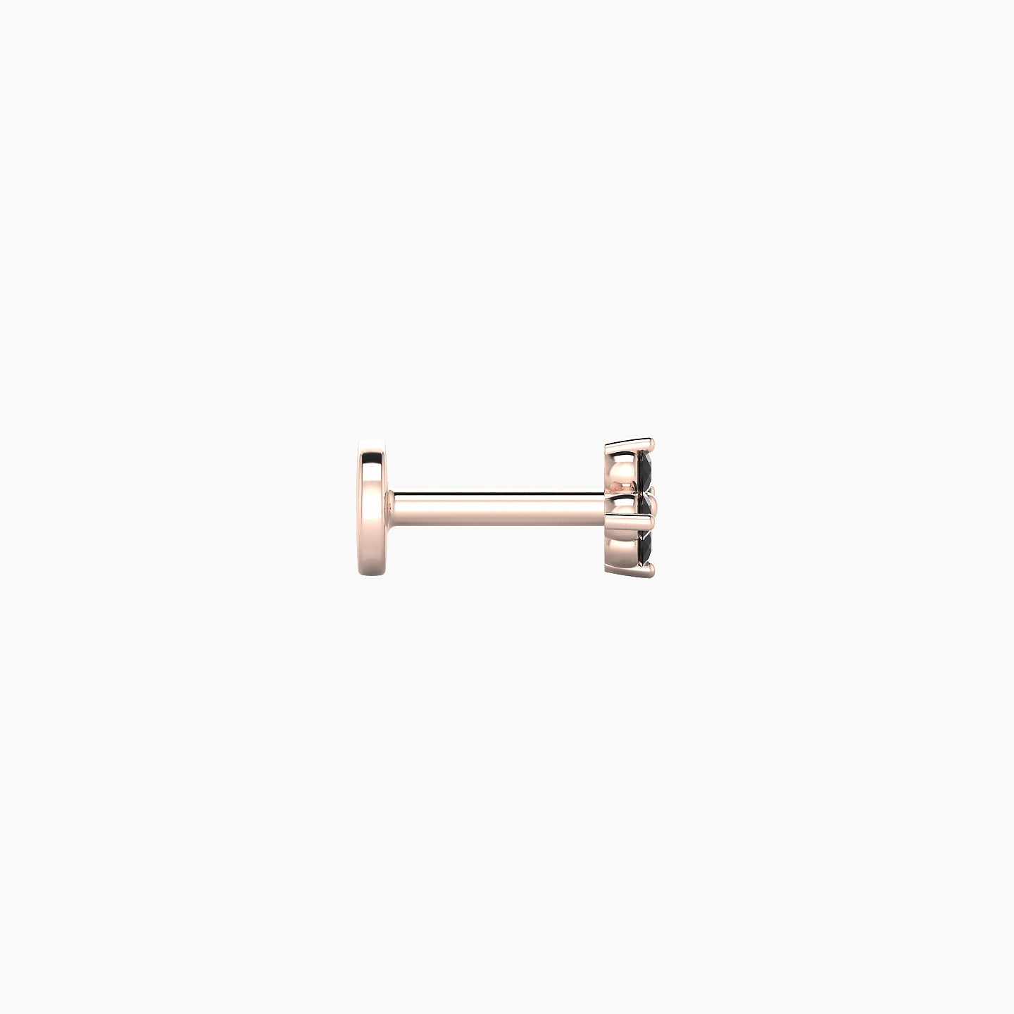 Eris | 18k Rose Gold 5 mm 4 mm Flower Black Diamond Nostril Piercing