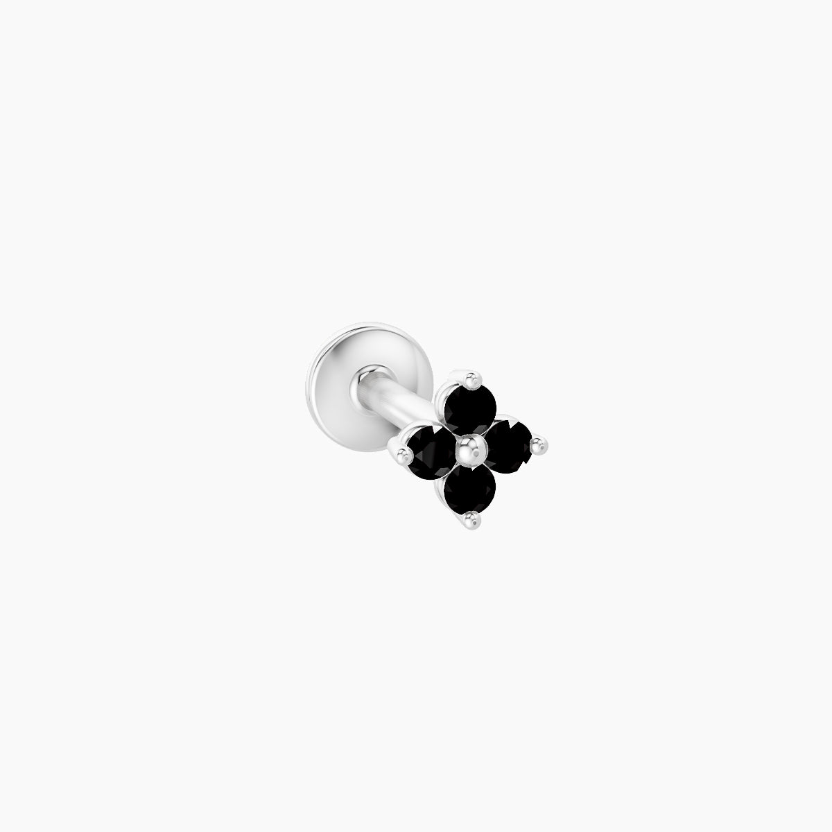 Eris | 18k White Gold 6.5 mm 4 mm Flower Black Diamond Nose Piercing