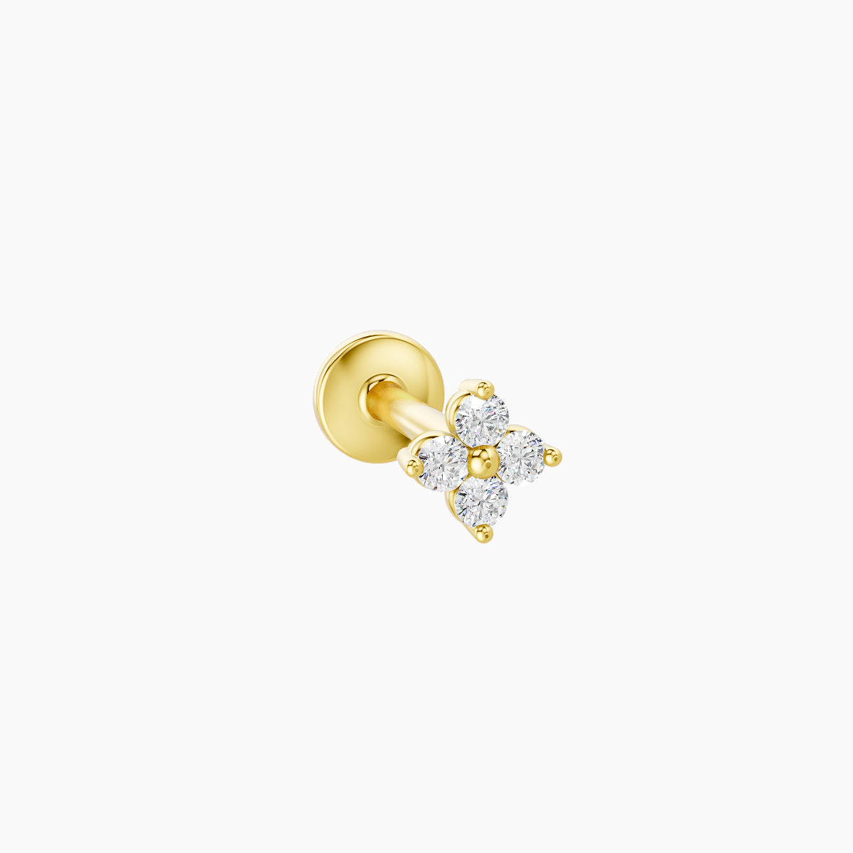 Eris | 18k Yellow Gold 4 mm 6.5 mm Flower Diamond Nose Piercing