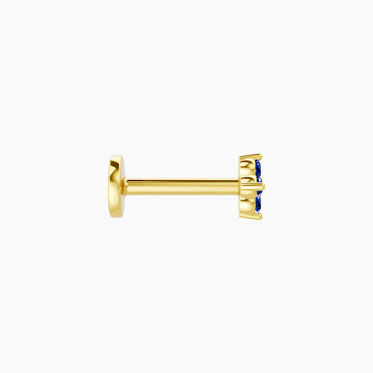 Eris | 18k Yellow Gold 6.5 mm 4 mm Flower Sapphire Nose Piercing