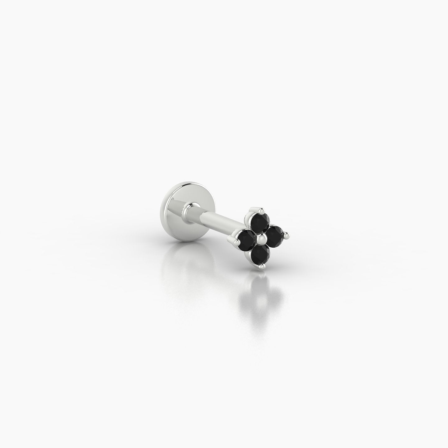 Eris | 18k White Gold 6.5 mm 4 mm Flower Black Diamond Nostril Piercing