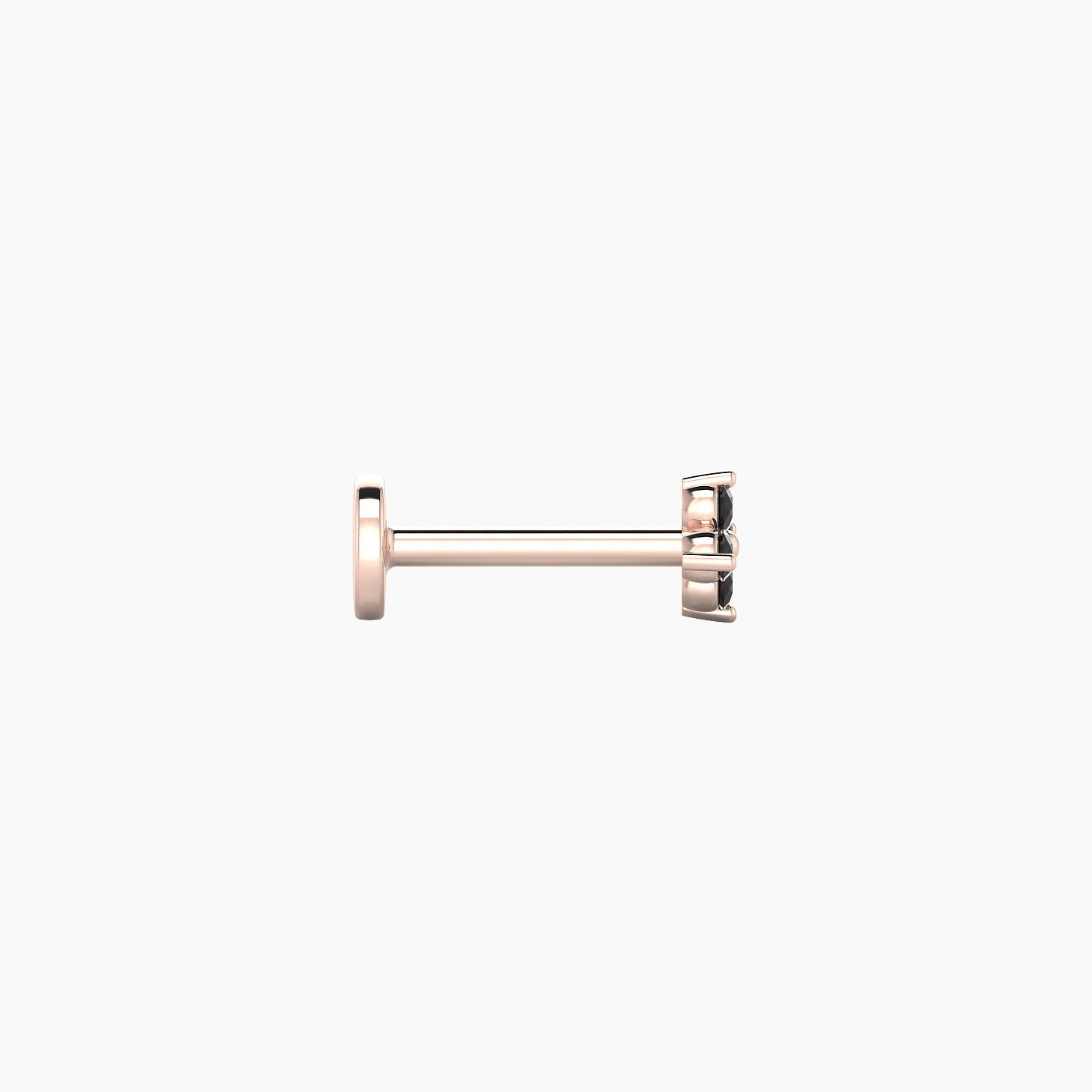 Eris | 18k Rose Gold 6.5 mm 4 mm Flower Black Diamond Nostril Piercing