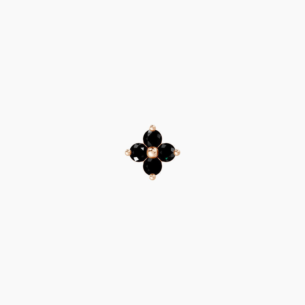 Eris | 18k Rose Gold 8 mm 4 mm Flower Black Diamond Nose Piercing