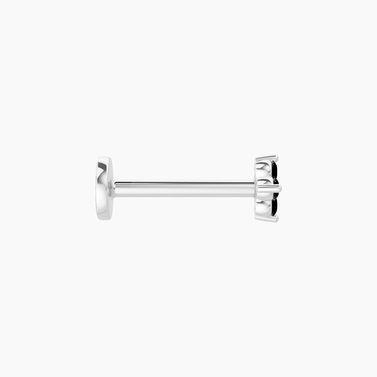 Eris | 18k White Gold 8 mm 4 mm Flower Black Diamond Nose Piercing