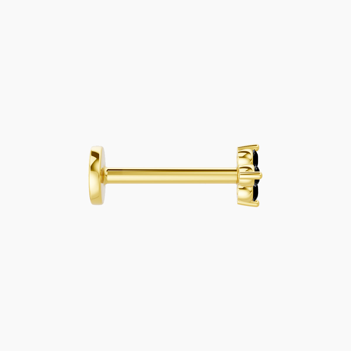 Eris | 18k Yellow Gold 8 mm 4 mm Flower Black Diamond Nose Piercing