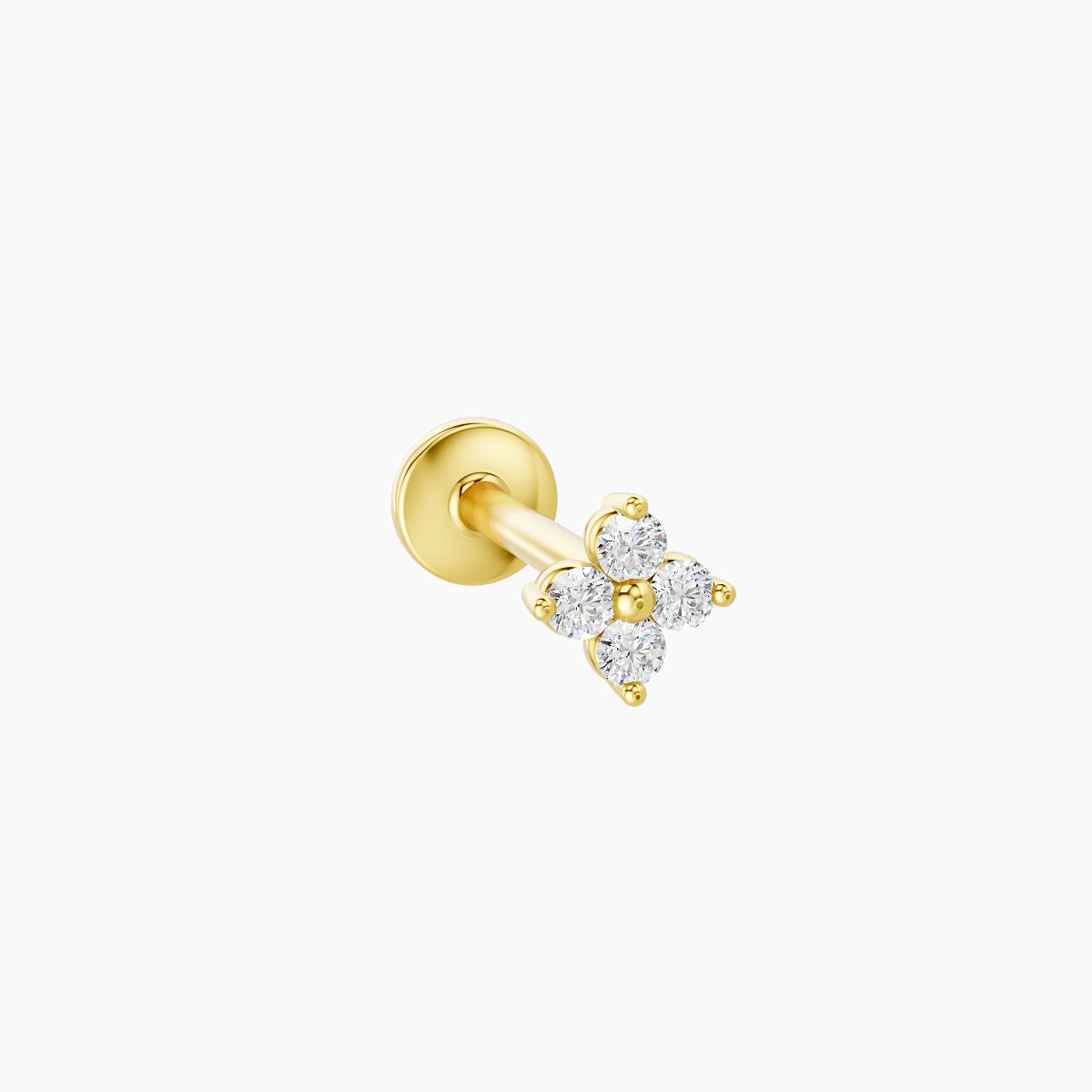 Eris | 18k Yellow Gold 4 mm 8 mm Flower Diamond Nose Piercing