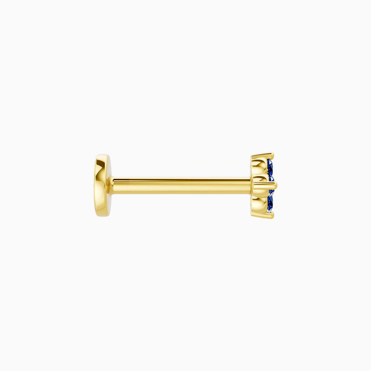 Eris | 18k Yellow Gold 8 mm 4 mm Flower Sapphire Nose Piercing