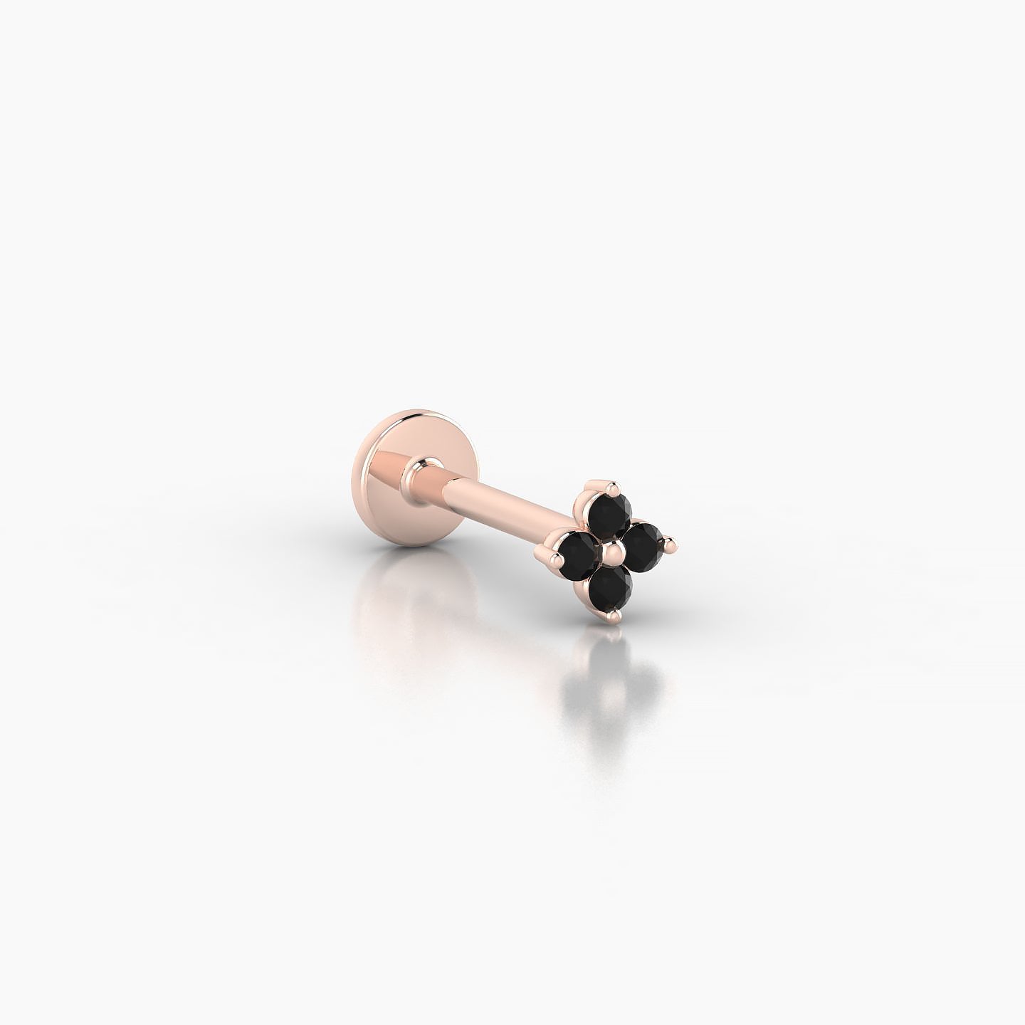 Eris | 18k Rose Gold 8 mm 4 mm Flower Black Diamond Nostril Piercing