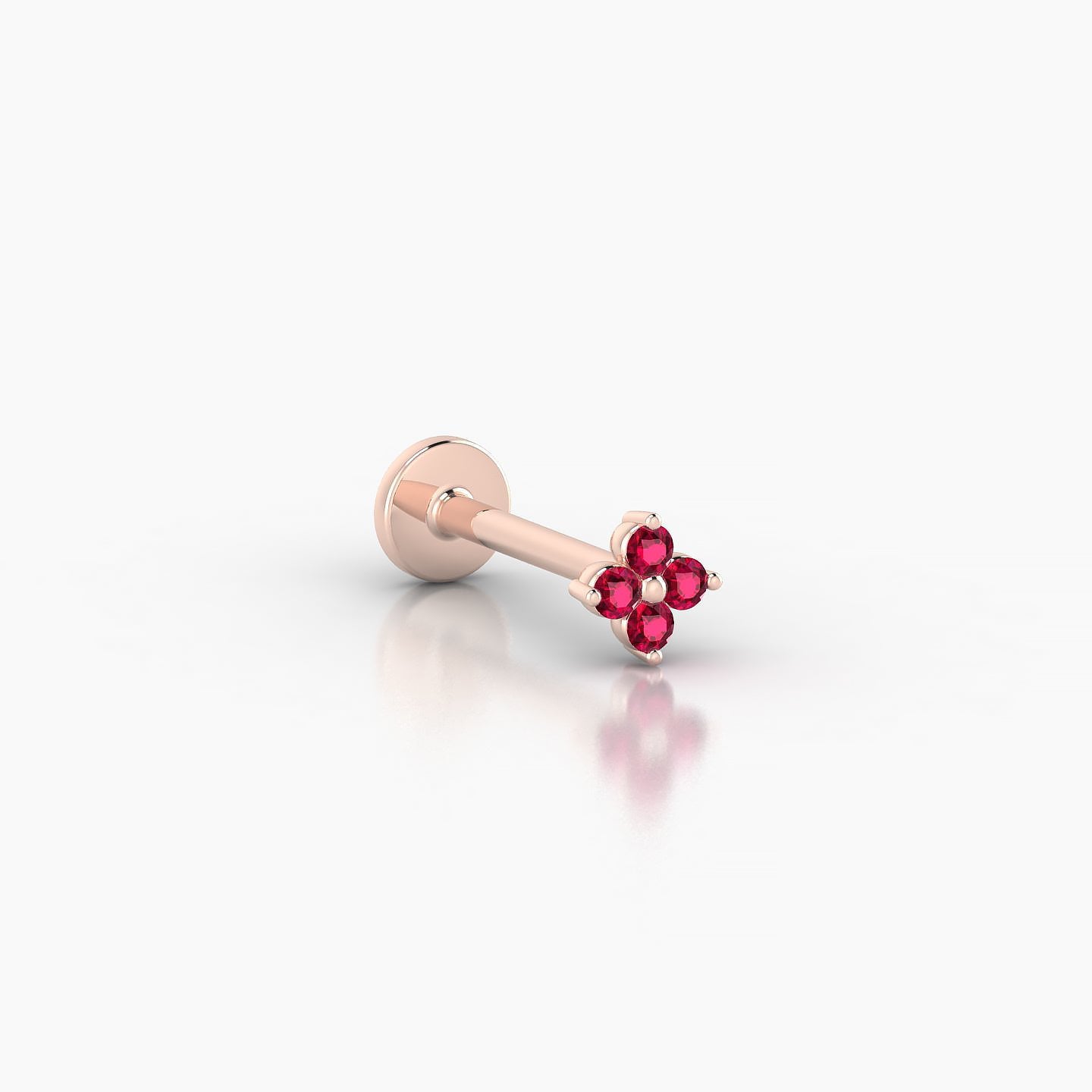 Eris | 18k Rose Gold 8 mm 4 mm Flower Ruby Nostril Piercing