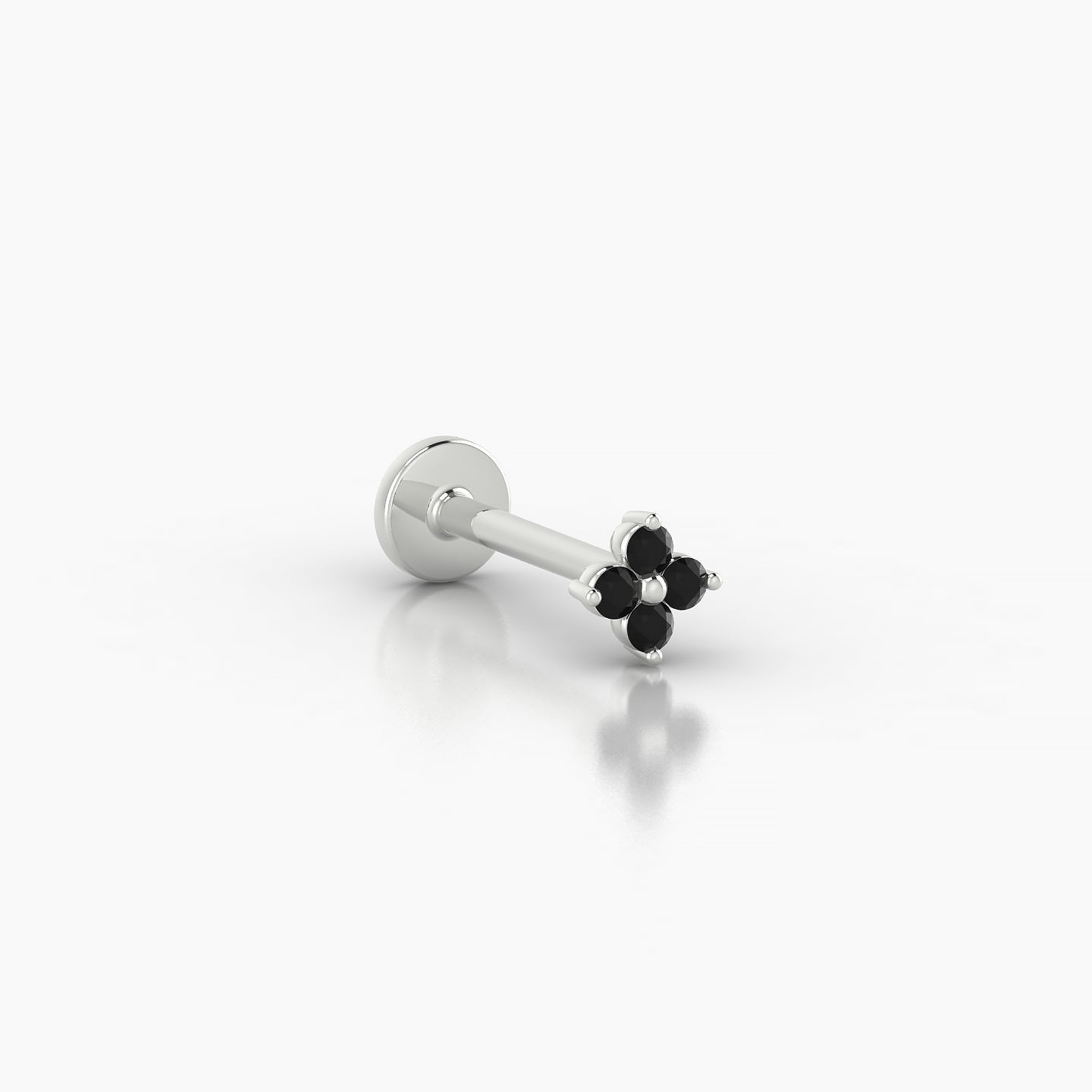 Eris | 18k White Gold 8 mm 4 mm Flower Black Diamond Nostril Piercing