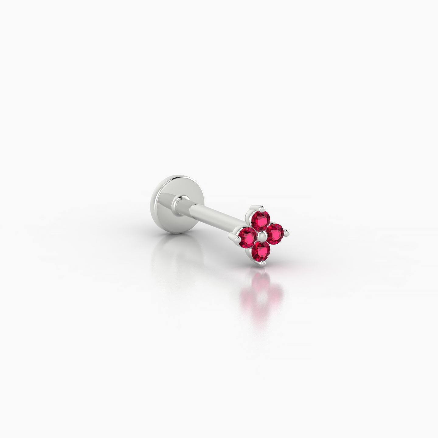 Eris | 18k White Gold 8 mm 4 mm Flower Ruby Nostril Piercing