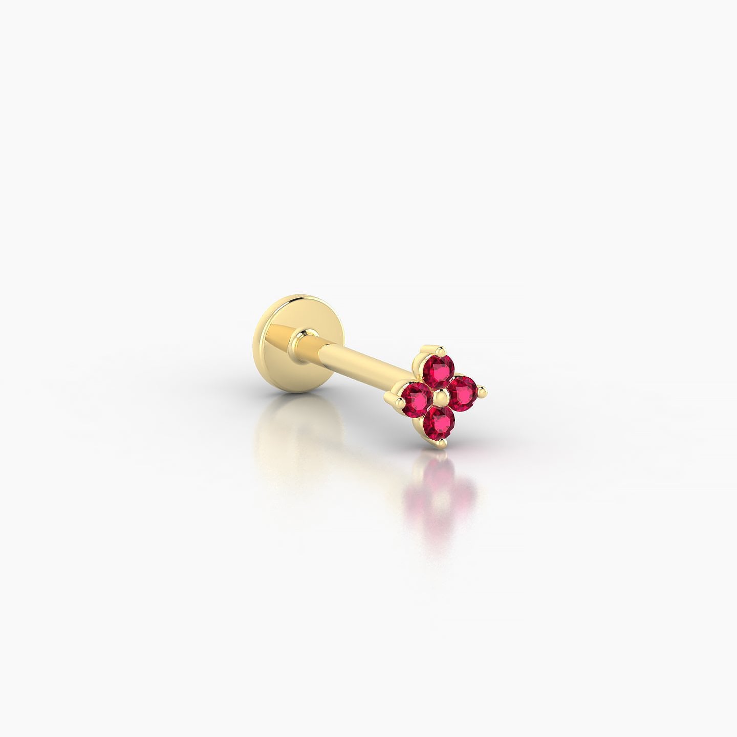 Eris | 18k Yellow Gold 8 mm 4 mm Flower Ruby Nostril Piercing